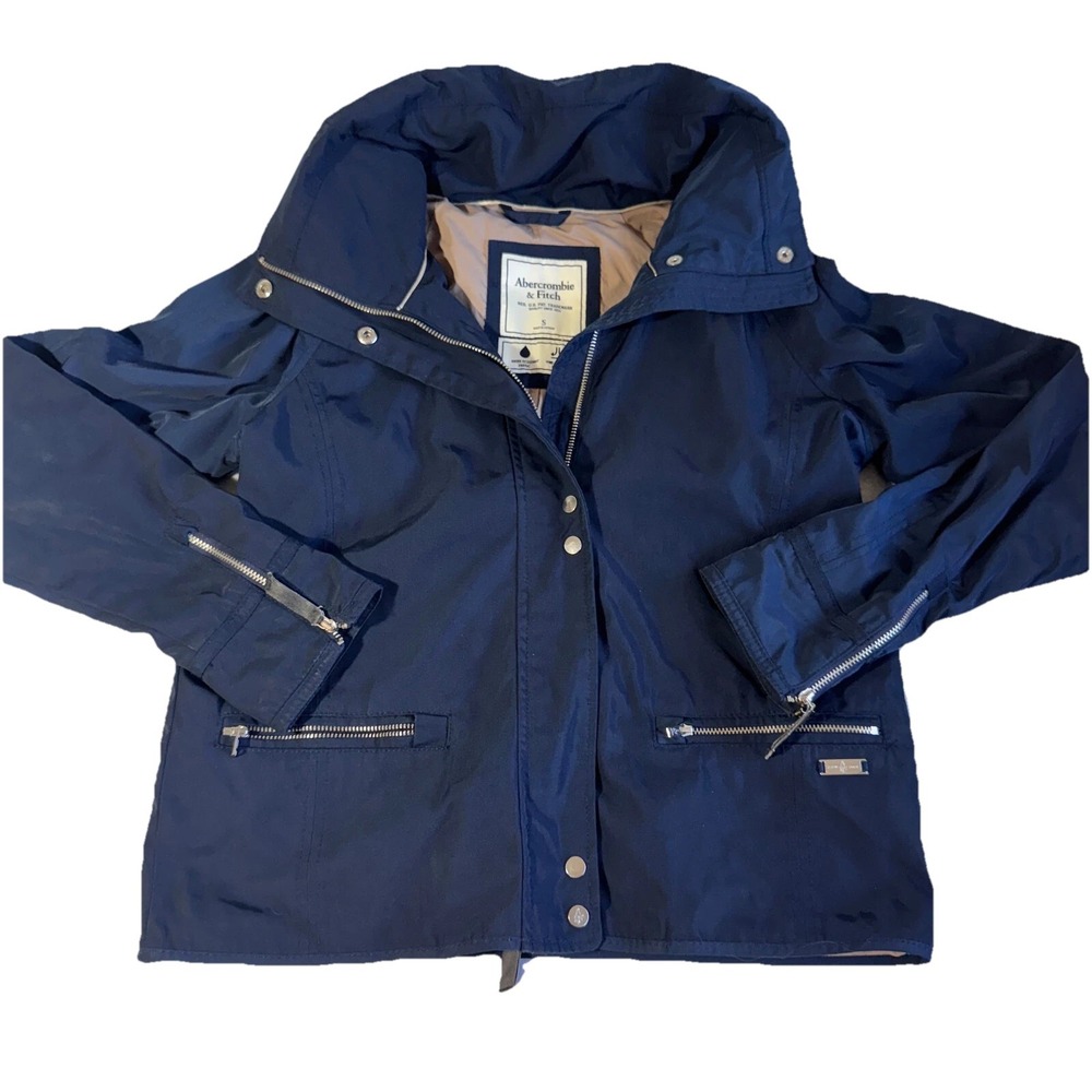Abercrombie & Fitch Jacket Women's Size Small Raincoat Water Wind Resistant Navy